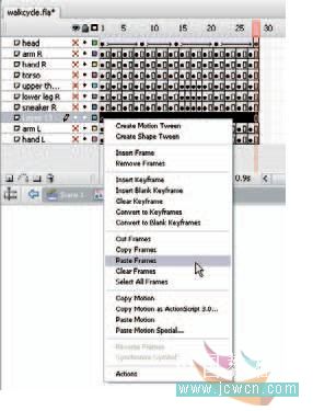 Flash cs3教程：人物行走動(dòng)畫(huà)制作技巧,PS教程,思緣教程網(wǎng)