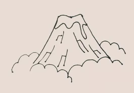 火山噴發(fā)簡(jiǎn)筆畫(huà)