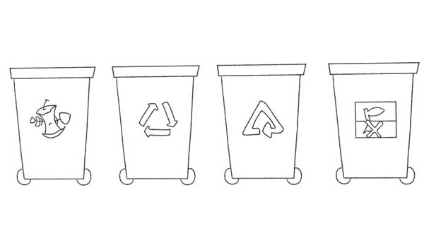 分類垃圾桶簡筆畫圖片